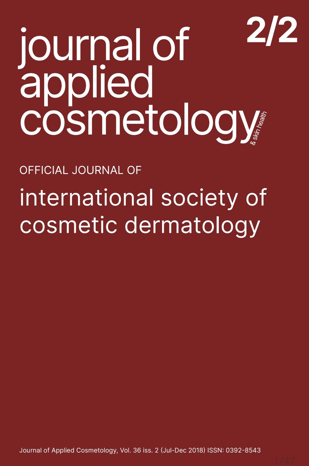 					View Vol. 36 No. 2 (2018): Journal of Applied Cosmetology
				