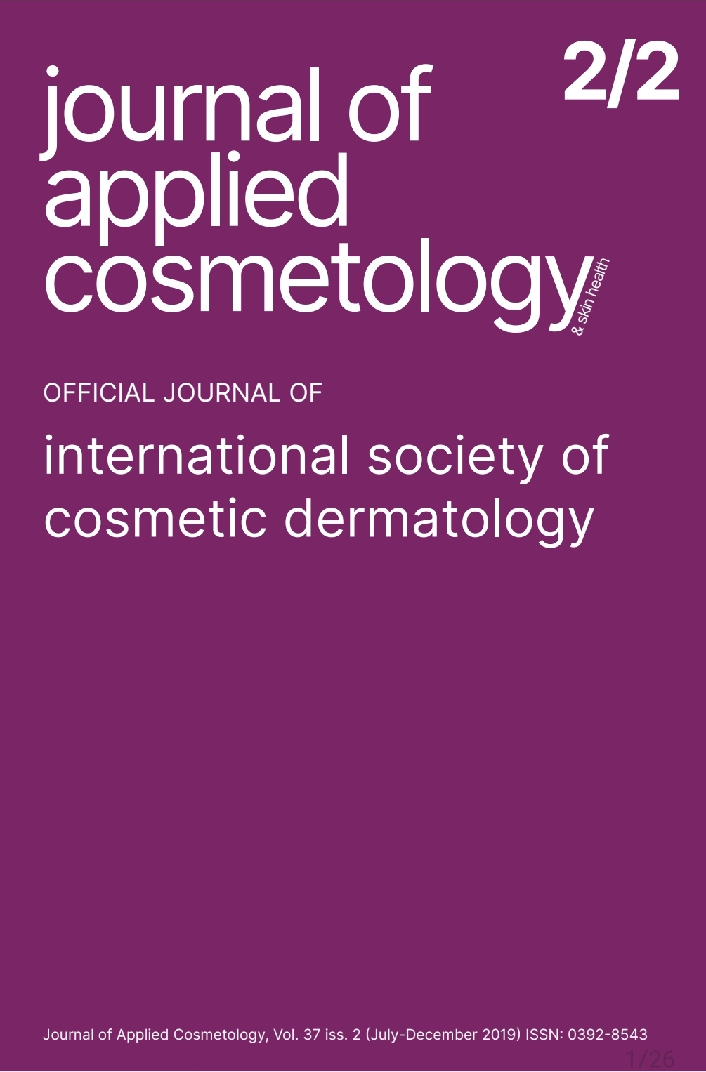 					View Vol. 37 No. 2 (2019): Journal of Applied Cosmetology
				