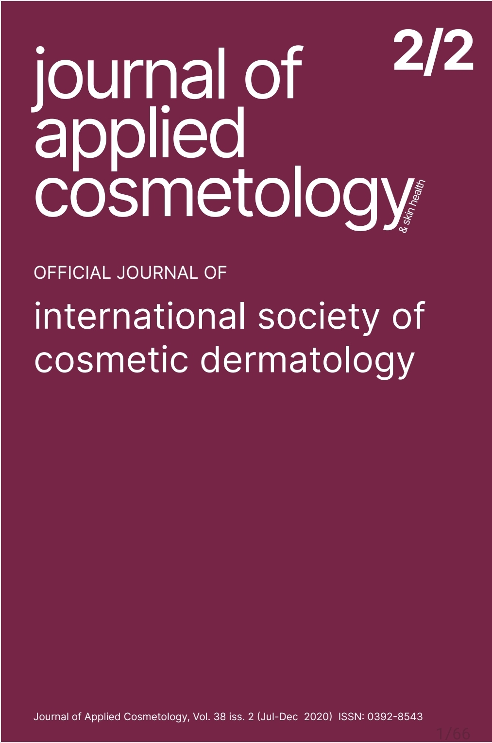 					View Vol. 38 No. 2 (2020): Journal of Applied Cosmetology
				